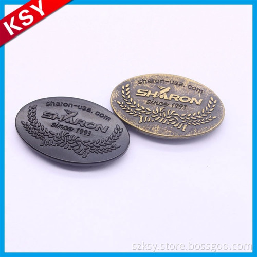Best Brand Excellent Quality Fire Resistant Label Gold Metal Name Tag Patch For Jeans